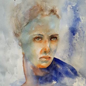 Painting titled "Donna" by Angela, Original Artwork, Watercolor