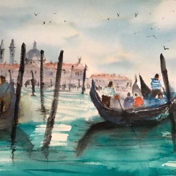 Peinture intitulée "Venezia" par Angela, Œuvre d'art originale, Aquarelle