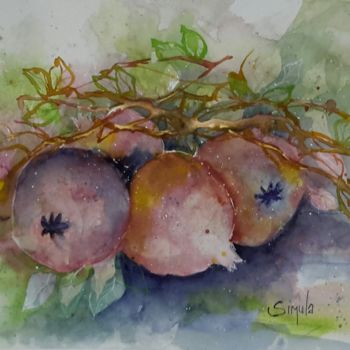 Painting titled "Melograni" by Angela, Original Artwork, Watercolor