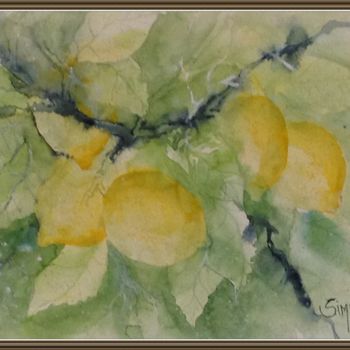 Painting titled "Limoni" by Angela, Original Artwork, Watercolor