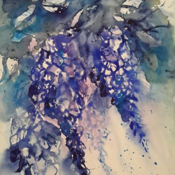 Painting titled "Glicine" by Angela, Original Artwork, Watercolor