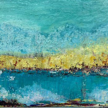 Картина под названием "Wald Land Fluss" - Angela Sommer, Подлинное произведение искусства, Масло Установлен на Деревянная ра…