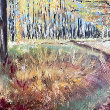 Malarstwo zatytułowany „Herbstgras” autorstwa Angela Sommer, Oryginalna praca, Olej Zamontowany na Drewniana rama noszy