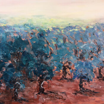 Картина под названием "Olivenbäume auf Cres" - Angela Sommer, Подлинное произведение искусства, Масло Установлен на Деревянн…