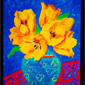 Painting titled "Yellow Blooms" by Angela Nori, Original Artwork