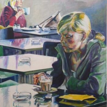 Malerei mit dem Titel "Cafeteria" von Angela Selders-Kanthak, Original-Kunstwerk, Öl
