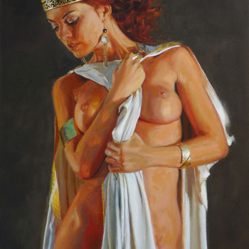 Painting titled "Classical female nu…" by Angel Cayuela, Original Artwork, Oil