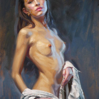 Peinture intitulée "Female nude" par Angel Cayuela, Œuvre d'art originale, Huile
