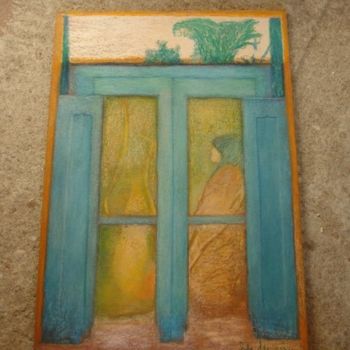 Pintura titulada "mujer en ventana" por Mily Moran Fernandez, Obra de arte original, Oleo