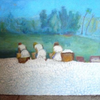 Pintura titulada "lavanderas" por Mily Moran Fernandez, Obra de arte original, Oleo
