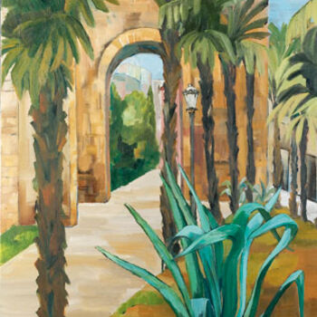 Painting titled "MURALLA Y PUERTA DE…" by Ángeles Peláez Talasac, Original Artwork