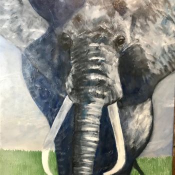 Painting titled "The Gentle Giant" by Angelia Fine Art, Original Artwork, Oil