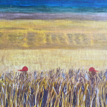 Peinture intitulée "Fields of Gold and…" par Angelica Fom, Œuvre d'art originale, Acrylique