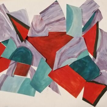 Коллажи под названием "Red, green & purple…" - Angelica Fom, Подлинное произведение искусства, Акрил