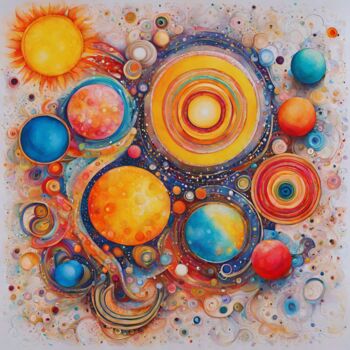 Digital Arts με τίτλο "Solar System" από Angelica Hurtiger, Αυθεντικά έργα τέχνης, Εικόνα που δημιουργήθηκε με AI