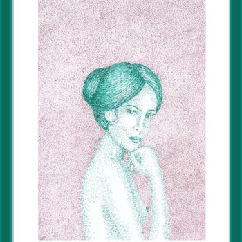 Zeichnungen mit dem Titel "Desconfiada" von Angelica Trompieri, Original-Kunstwerk, Tinte