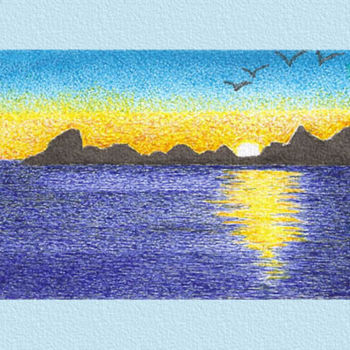 Dibujo titulada "Baía de Guanabara" por Angelica Trompieri, Obra de arte original, Tinta