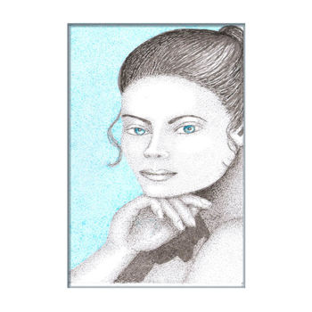 Dibujo titulada "Olhos azuis" por Angelica Trompieri, Obra de arte original, Tinta