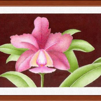 Drawing titled "flor em rosa" by Angelica Trompieri, Original Artwork, Other