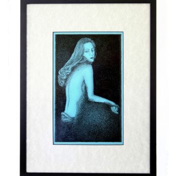 Drawing titled "lady in blue" by Angelica Trompieri, Original Artwork