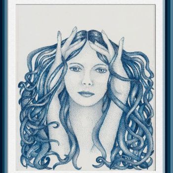 Desenho intitulada "medusa" por Angelica Trompieri, Obras de arte originais, Ponta de prata