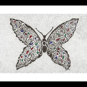 Desenho intitulada "Borboleta Rendada" por Angelica Trompieri, Obras de arte originais