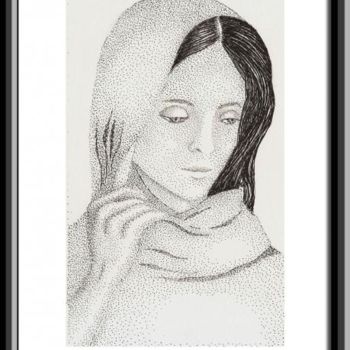 Dibujo titulada "A moça do véu" por Angelica Trompieri, Obra de arte original