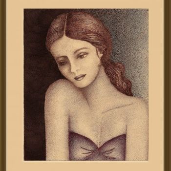 Dibujo titulada "moça tímida" por Angelica Trompieri, Obra de arte original, Otro