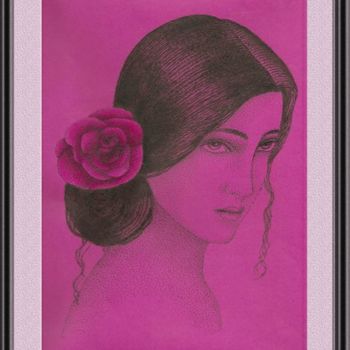 Dessin intitulée "A Rosa espanhola" par Angelica Trompieri, Œuvre d'art originale, Autre