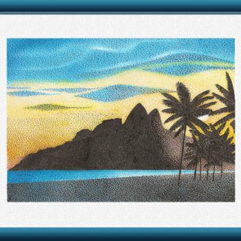 Desenho intitulada "Praia de Ipanema co…" por Angelica Trompieri, Obras de arte originais