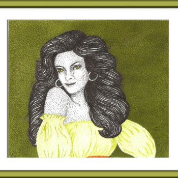 Disegno intitolato "cigana.jpg" da Angelica Trompieri, Opera d'arte originale, Inchiostro