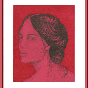 Dessin intitulée "dama-de-vermelho1.j…" par Angelica Trompieri, Œuvre d'art originale, Encre