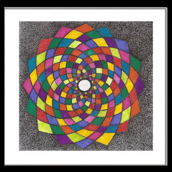 Dibujo titulada "Mandala Multicolori…" por Angelica Trompieri, Obra de arte original, Tinta