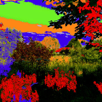 Digitale Kunst mit dem Titel "Blondin Park view" von Angelika Berndt, Original-Kunstwerk, Manipulierte Fotografie