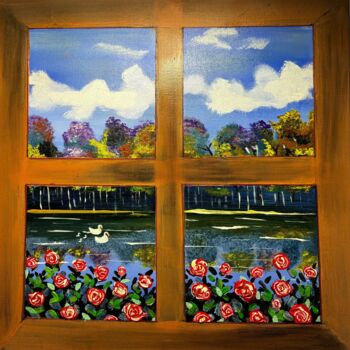 Pintura intitulada "Fenster mit Aussicht" por Angelika Hofbeck, Obras de arte originais, Acrílico