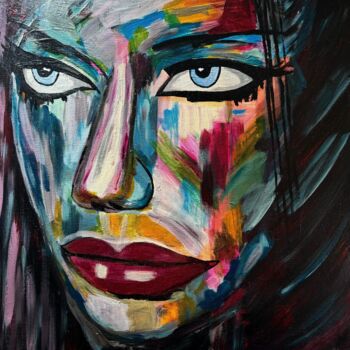 Painting titled "Abstraktes Gesicht…" by Angelika Hofbeck, Original Artwork, Acrylic