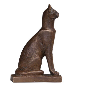 Sculpture titled "Sitzende Katze" by Angelika Kienberger, Original Artwork, Bronze