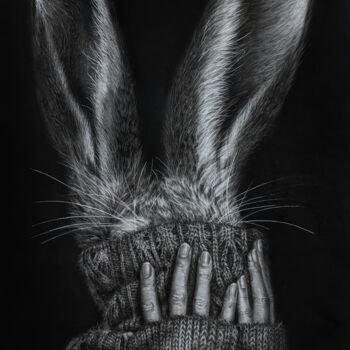 제목이 "Bunny"인 미술작품 Angelika Lomako로, 원작, 숯