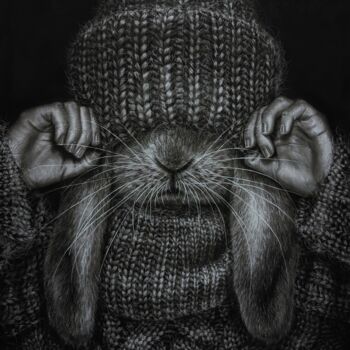 Painting titled ""Mom, I'm in a hat.…" by Angelika Lomako, Original Artwork, Charcoal