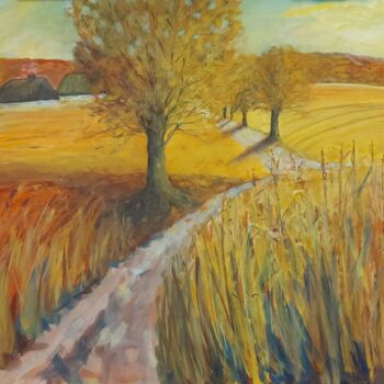 Painting titled "Autumn on the Island" by Angelika Scheibler, Original Artwork, Tempera