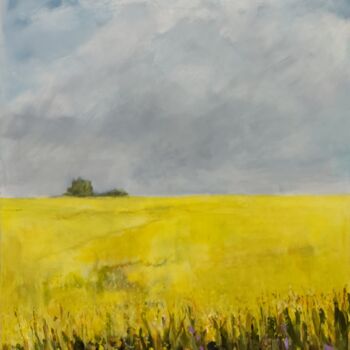Painting titled "Yellow Field" by Angelika Scheibler, Original Artwork, Acrylic