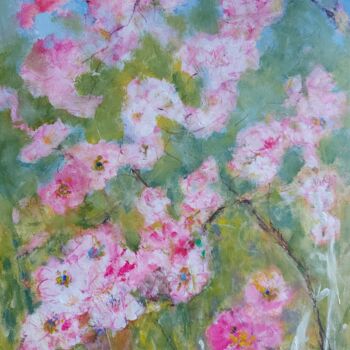 Painting titled "Sea of Flowers" by Angelika Scheibler, Original Artwork, Acrylic