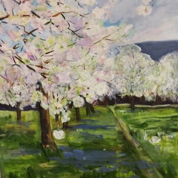 Painting titled "Cherry Blossom Time" by Angelika Scheibler, Original Artwork, Acrylic