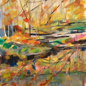 Painting titled "Herbststimmung am F…" by Angelika Scheibler, Original Artwork, Gouache