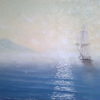 Malerei mit dem Titel "Восход на море" von Gulavskaia Anzhelika, Original-Kunstwerk, Öl