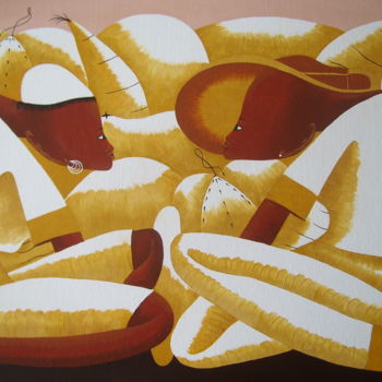 Pintura intitulada "На рынке.jpg" por Gulavskaia Anzhelika, Obras de arte originais, Óleo