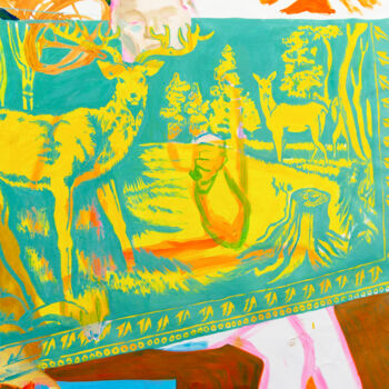 제목이 "Le cerf"인 미술작품 Angelina Pavlova로, 원작, 기름 나무 들것 프레임에 장착됨