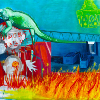Картина под названием "C'est le feu" - Angelina Pavlova, Подлинное произведение искусства, Масло Установлен на Деревянная ра…