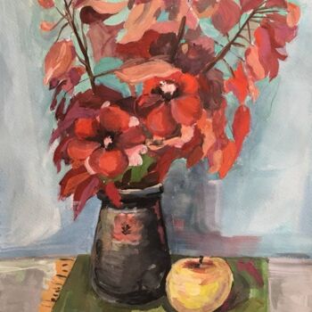 Картина под названием "Red flowers | Красн…" - Ангелина Лях, Подлинное произведение искусства, Гуашь