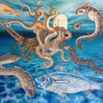 Malarstwo zatytułowany „De mooie onderwater…” autorstwa Angeline Rosendaal, Oryginalna praca, Olej